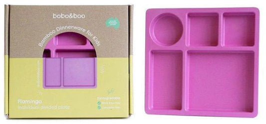 bobo&boo Bamboo Divided Plate - Flamingo Pink