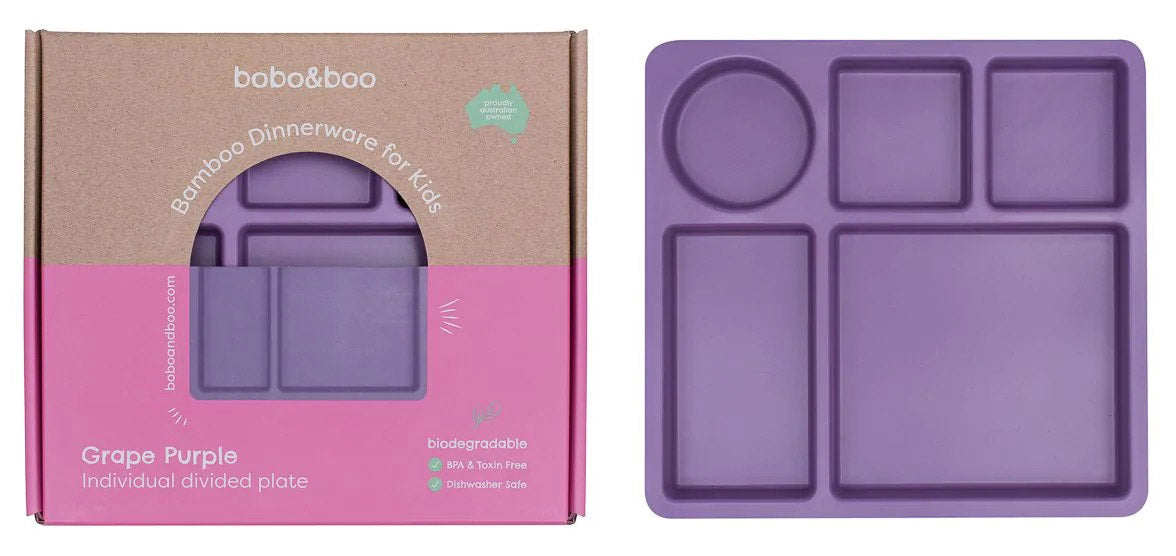 bobo&boo Bamboo Divided Plate - Grape Purple