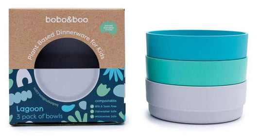 bobo&boo Plant-based 3 Pack Of Bowls (20oz) - Lagoon