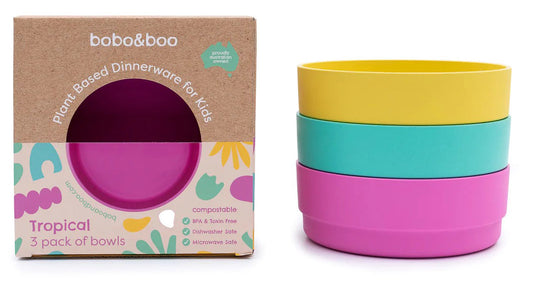 bobo&boo Plant-based 3 Pack Of Bowls (20oz) - Tropical