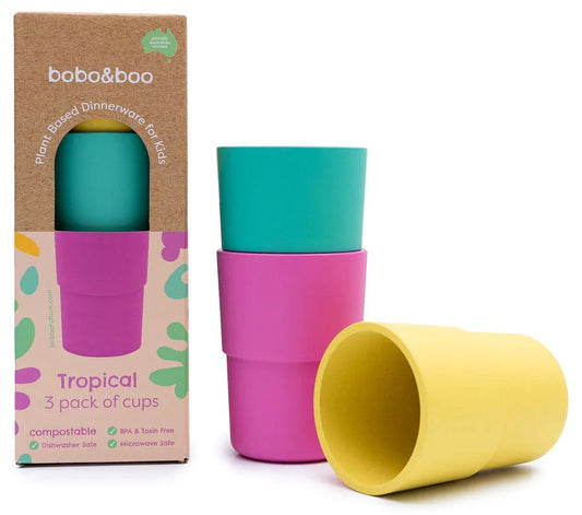 bobo&boo Plant-based 3 Pack Of Cups (10oz) - Tropical