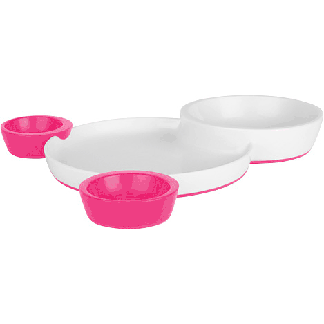 Boon Groovy Interlocking Plate and Bowl Set Pink