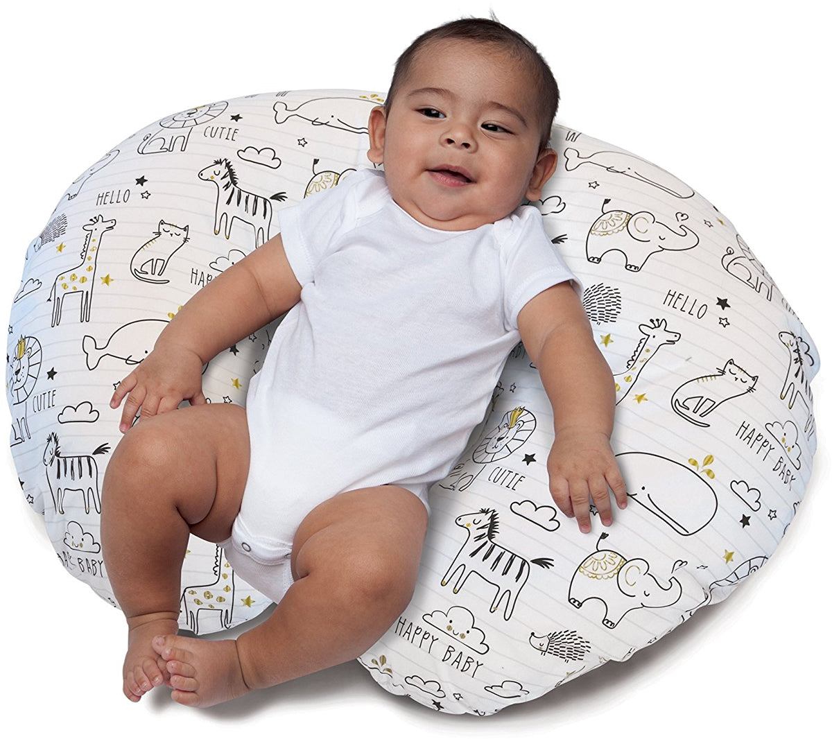 Boppy Original Feeding & Infant Support Pillow - Notebook Black & Gold