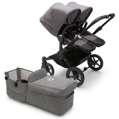 Bugaboo Donkey 5 Duo Complete Stroller Bundle - Black / Grey Melange / Grey Melange