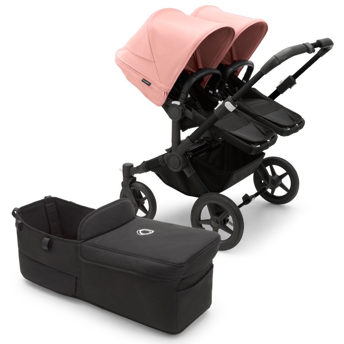 Bugaboo Donkey 5 Duo Complete Stroller Bundle - Black / Midnight Black / Morning Pink