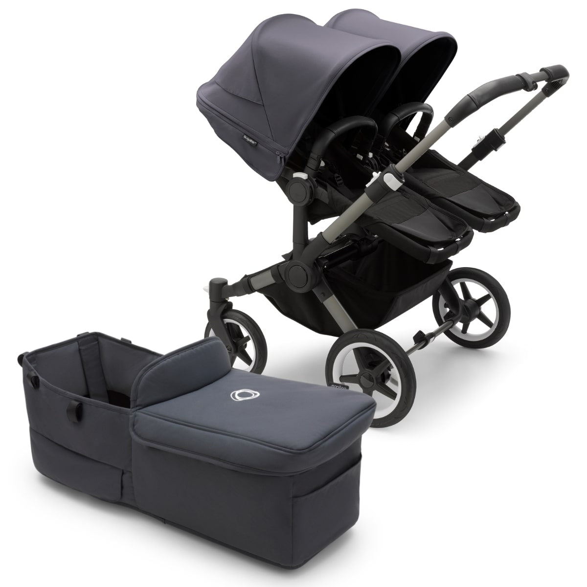 Bugaboo Donkey 5 Duo Complete Stroller Bundle - Graphite / Stormy Blue / Stormy Blue