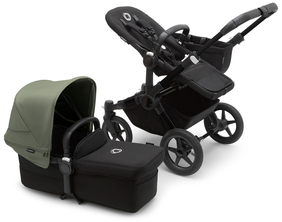 Bugaboo Donkey 5 Mono Complete Single-to-Double Stroller Bundle - Black / Midnight Black / Forest Green