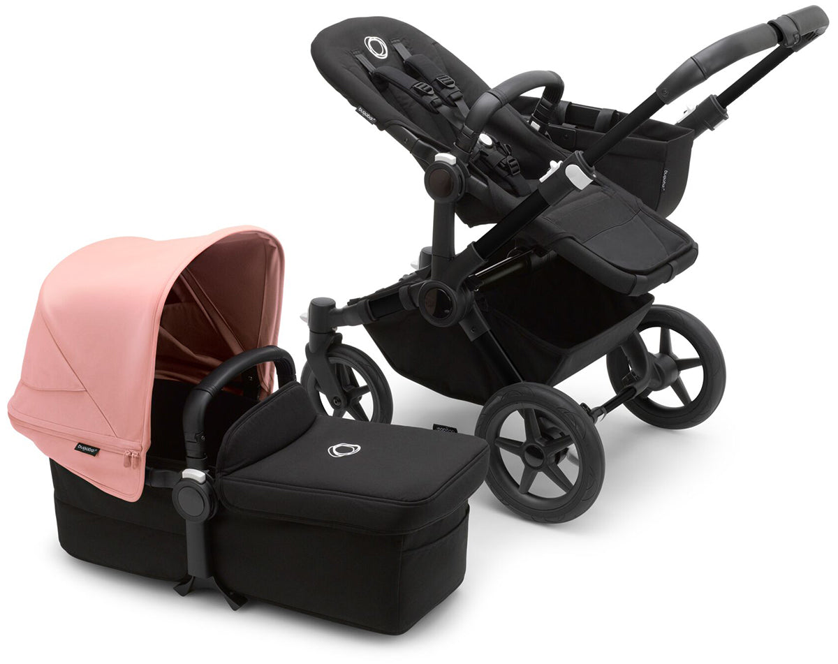 Bugaboo Donkey 5 Mono Complete Single-to-Double Stroller Bundle - Black / Midnight Black / Morning Pink