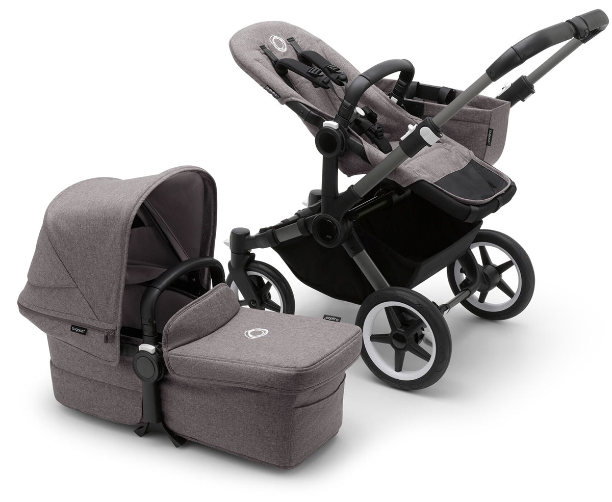 Bugaboo Donkey 5 Mono Complete Single-to-Double Stroller Bundle - Graphite / Grey Melange / Grey Melange