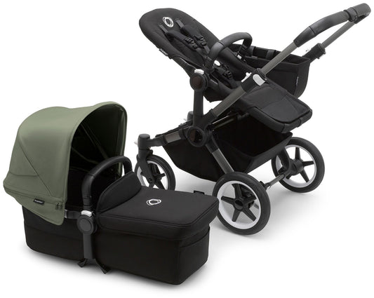 Bugaboo Donkey 5 Mono Complete Single-to-Double Stroller Bundle - Graphite / Midnight Black / Forest Green