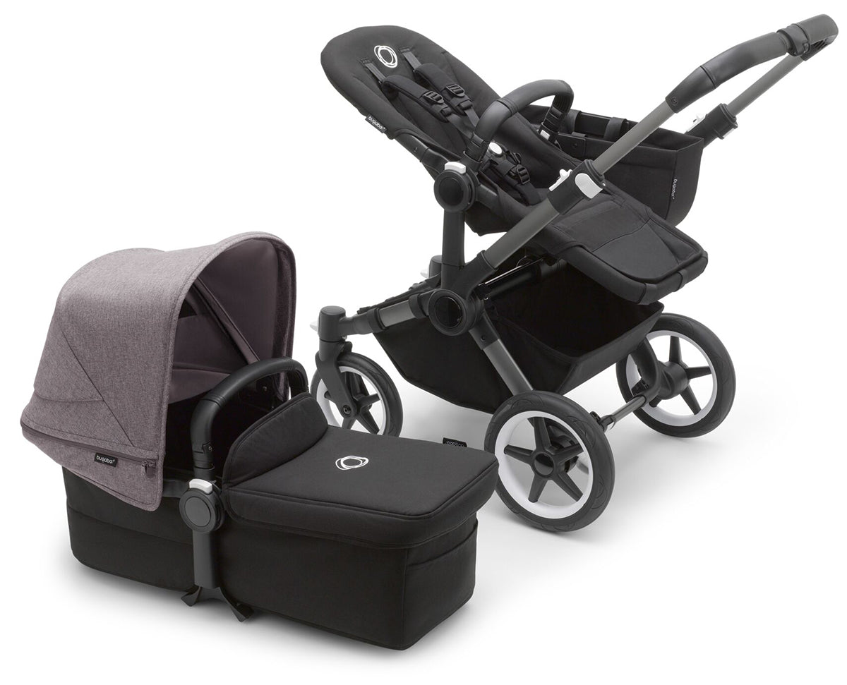 Bugaboo Donkey 5 Mono Complete Single-to-Double Stroller Bundle - Graphite / Midnight Black / Grey Melange