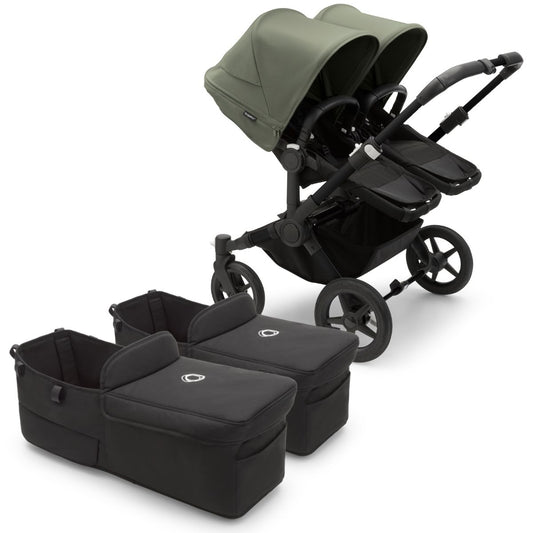 Bugaboo Donkey 5 Twin Complete Stroller Bundle - Black / Midnight Black / Forest Green