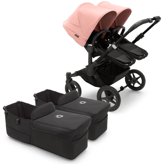 Bugaboo Donkey 5 Twin Complete Stroller Bundle - Black / Midnight Black / Morning Pink