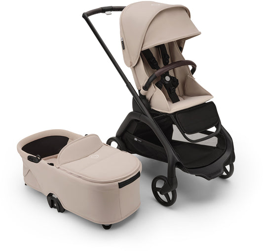 Bugaboo Dragonfly Complete Lightweight Compact Stroller + Bassinet - Black / Desert Taupe / Desert Taupe