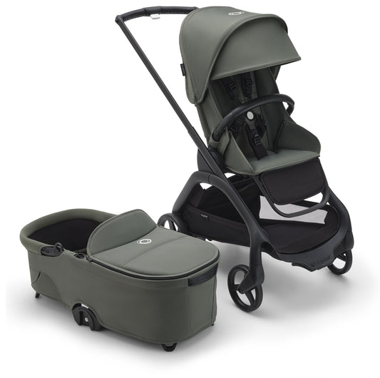 Bugaboo Dragonfly Complete Lightweight Compact Stroller + Bassinet - Black / Forest Green / Forest Green