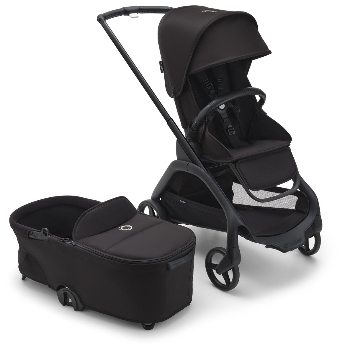 Bugaboo Dragonfly Complete Lightweight Compact Stroller + Bassinet - Black / Midnight Black / Midnight Black