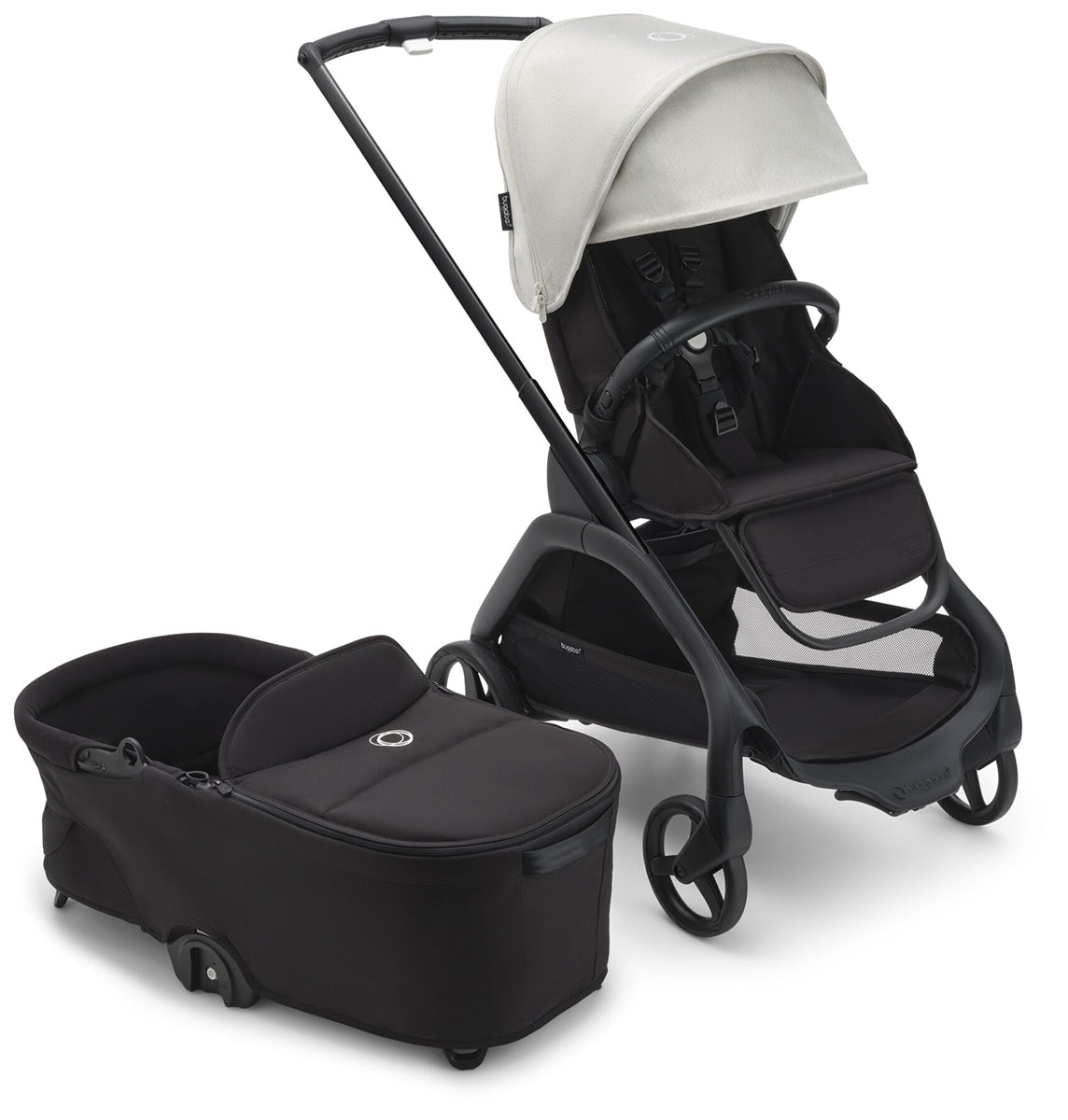 Bugaboo Dragonfly Complete Lightweight Compact Stroller + Bassinet - Black / Midnight Black / Misty White (Albee Exclusive)