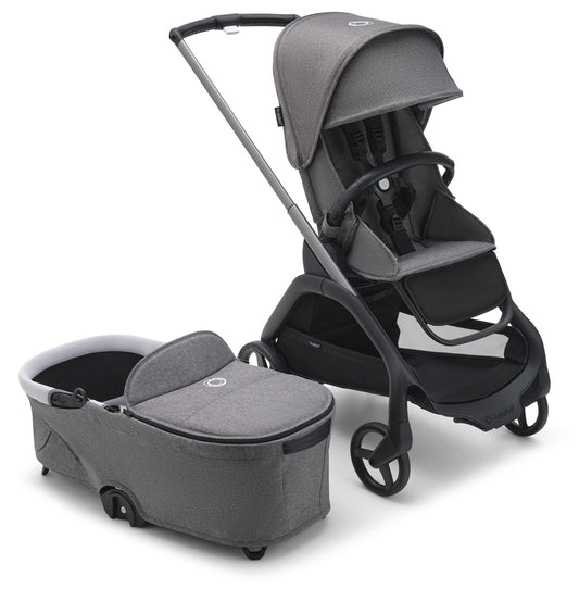 Bugaboo Dragonfly Complete Lightweight Compact Stroller + Bassinet - Graphite / Grey Melange / Grey Melange