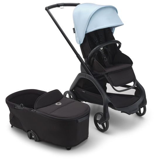 Bugaboo Dragonfly Complete Lightweight Compact Stroller + Bassinet - Graphite / Midnight Black / Skyline Blue