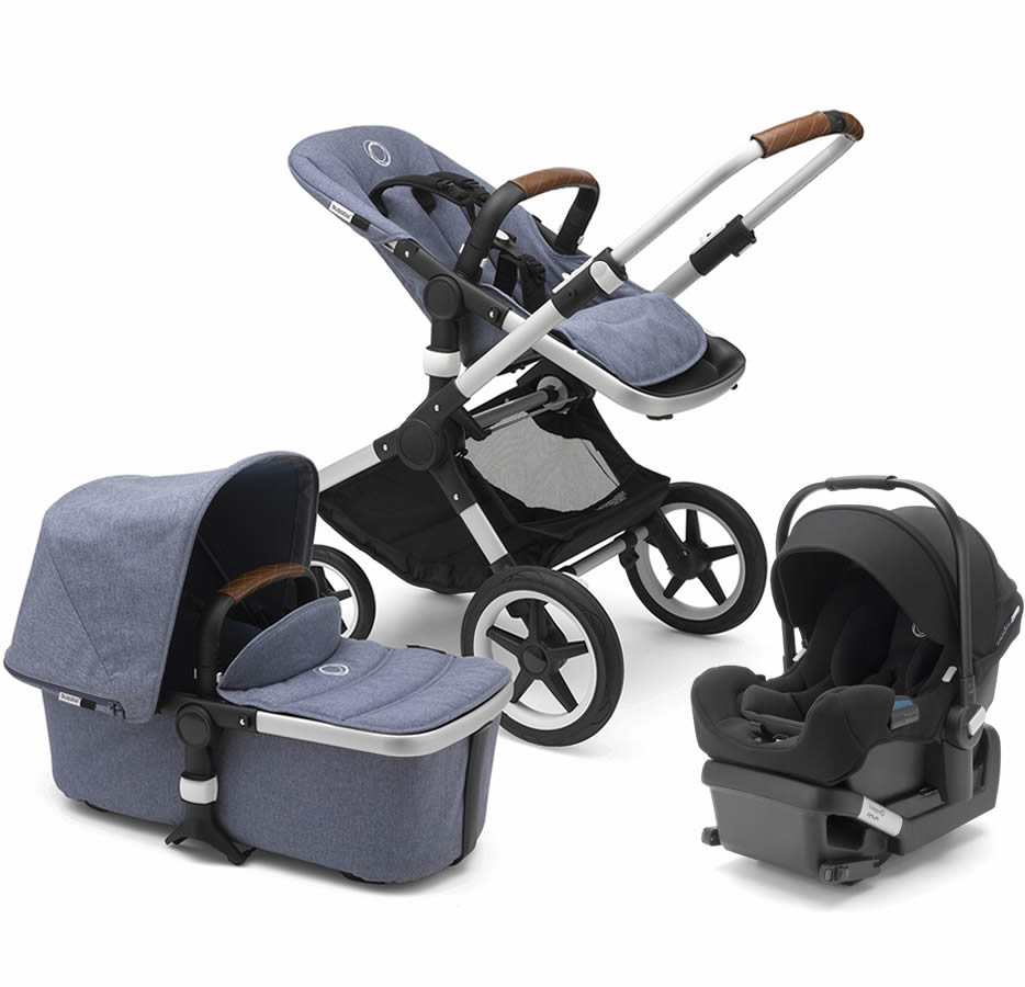 Bugaboo Fox & Turtle Travel System - Aluminum/Blue Melange