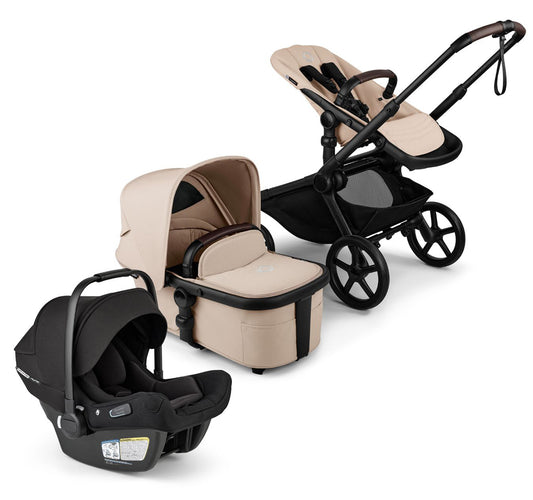 Bugaboo Kangaroo Complete + Turtle Air Shield By Nuna Travel System Bundle - Black / Desert Taupe / Desert Taupe / Black