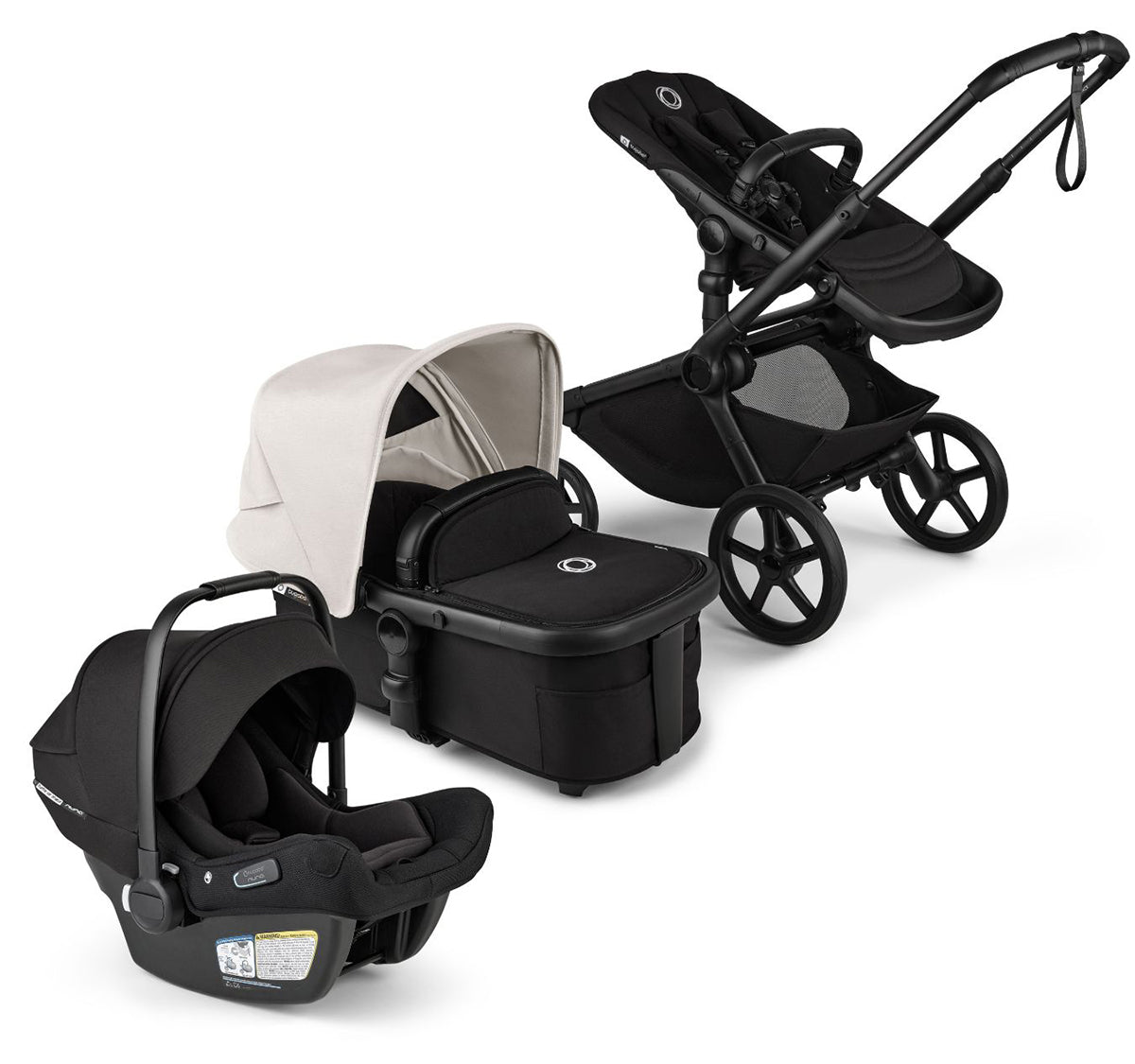 Bugaboo Kangaroo Complete + Turtle Air Shield By Nuna Travel System Bundle - Black / Midnight Black / Misty White / Black