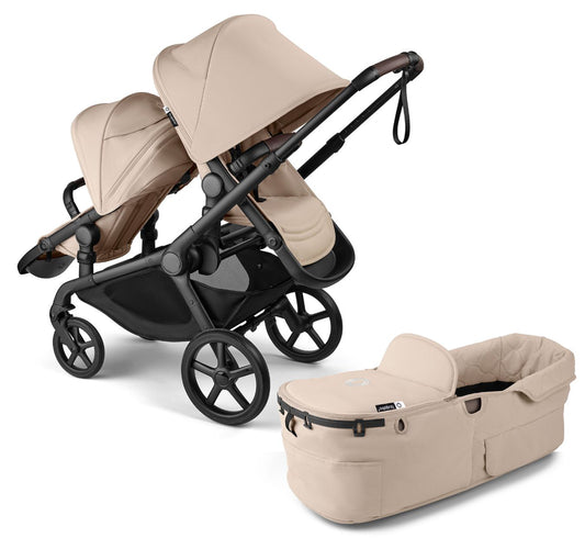 Bugaboo Kangaroo Double Stroller Bundle - Black / Desert Taupe / Desert Taupe