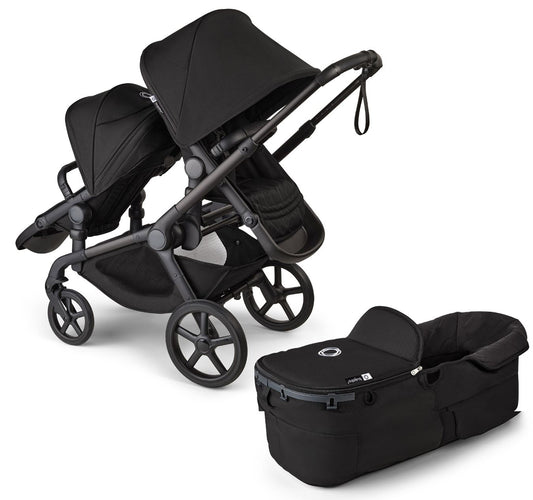 Bugaboo Kangaroo Double Stroller Bundle - Black / Midnight Black / Midnight Black