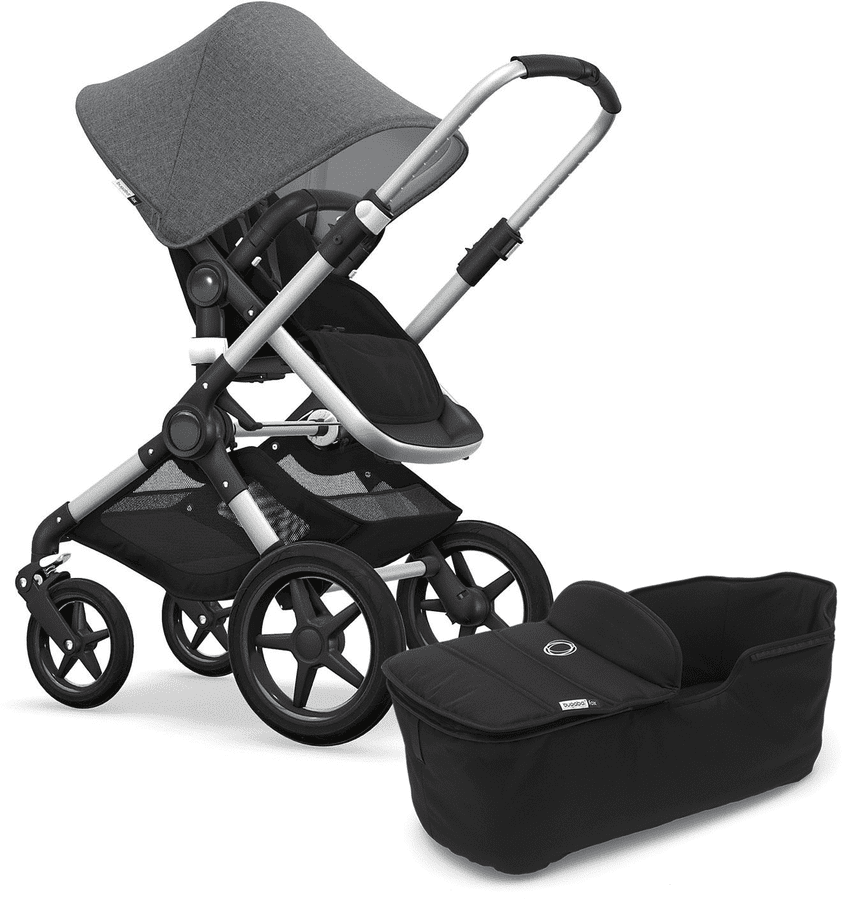 Bugaboo OPEN BOX Fox Complete Stroller - Aluminum/Black/Grey Melange