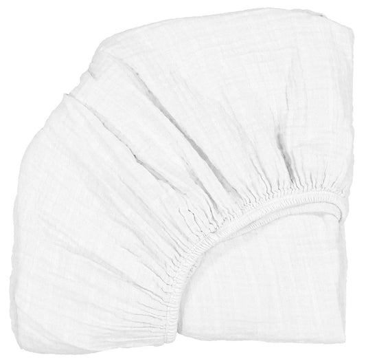 Charlie Crane Fitted Sheet for KUKO Moses Basket and KUMI Crib - White