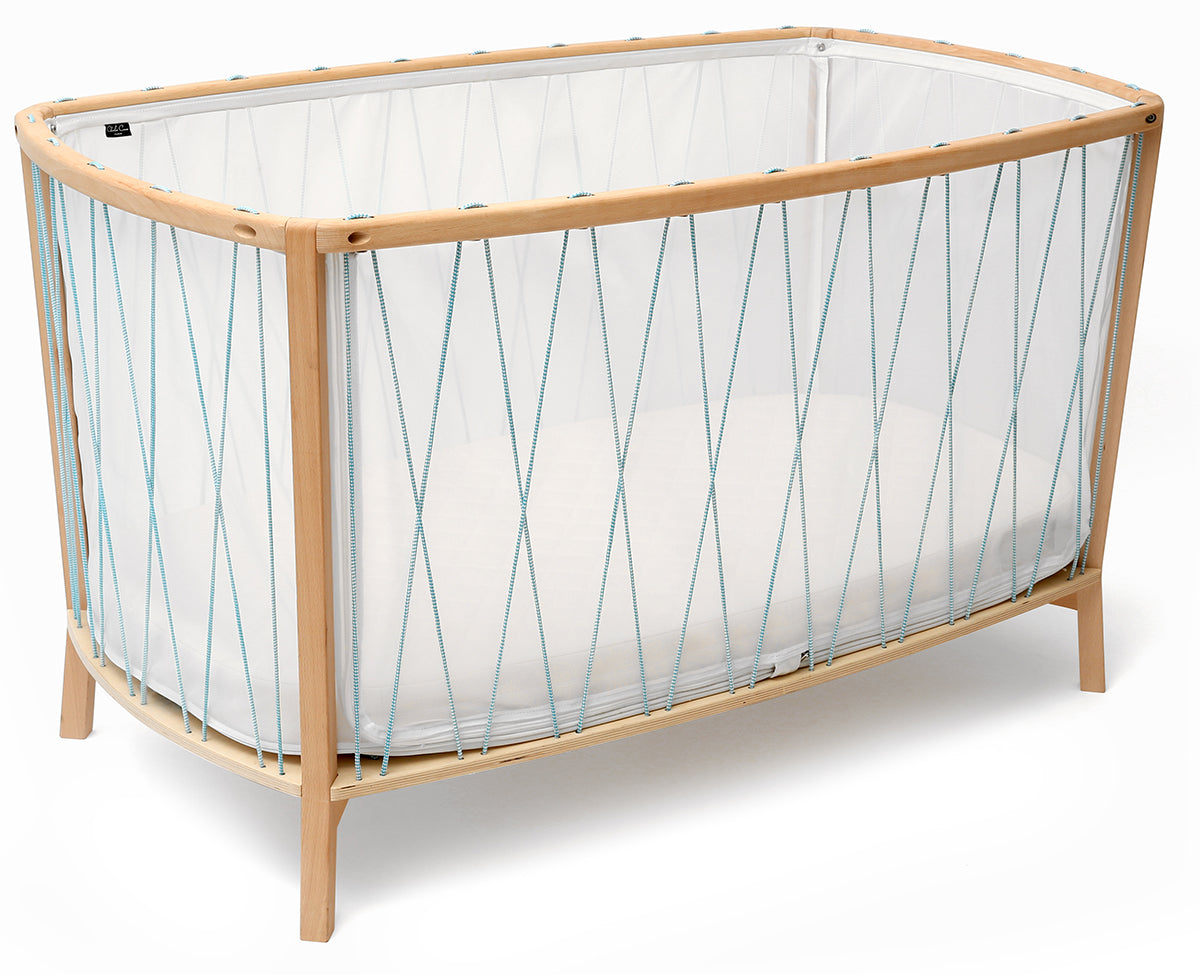 Charlie Crane KIMI Baby Bed with Organic Mattress - Aqua