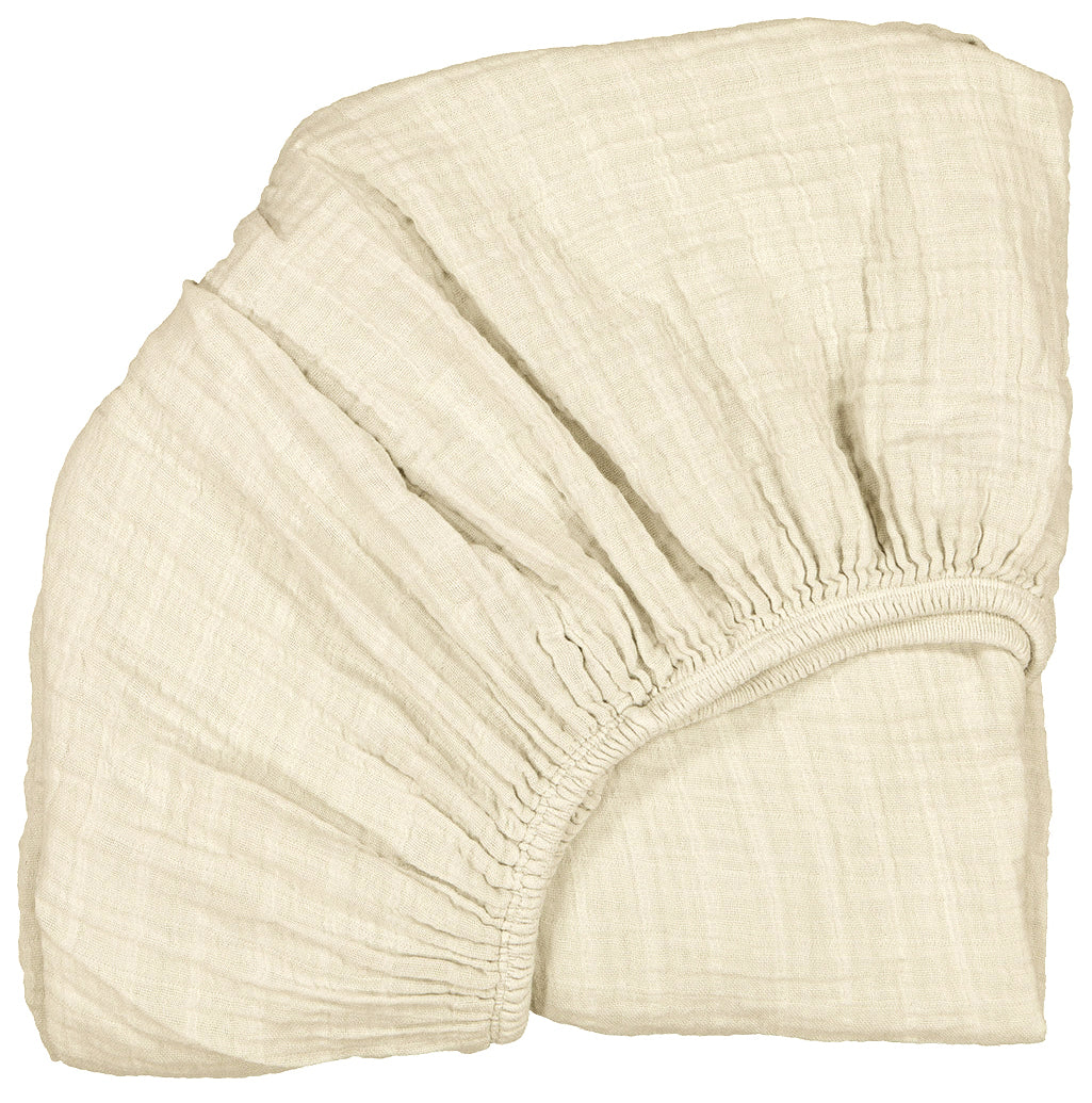 Charlie Crane Organic Fitted Sheet for KIMI Baby Bed - Milk