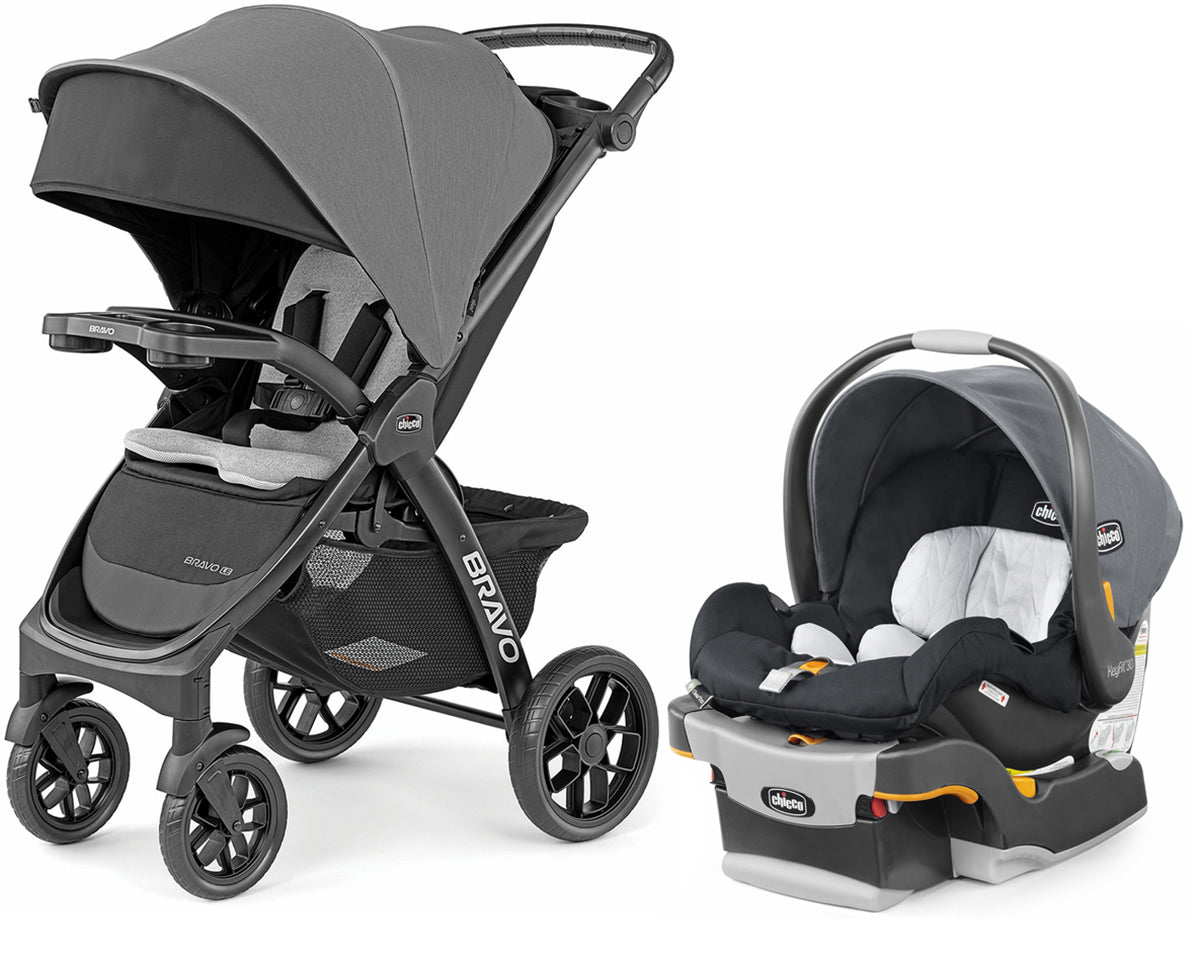 Chicco Bravo LE ClearTex Quick-Fold Stroller + KeyFit 30 ClearTex Travel System Bundle - Pewter