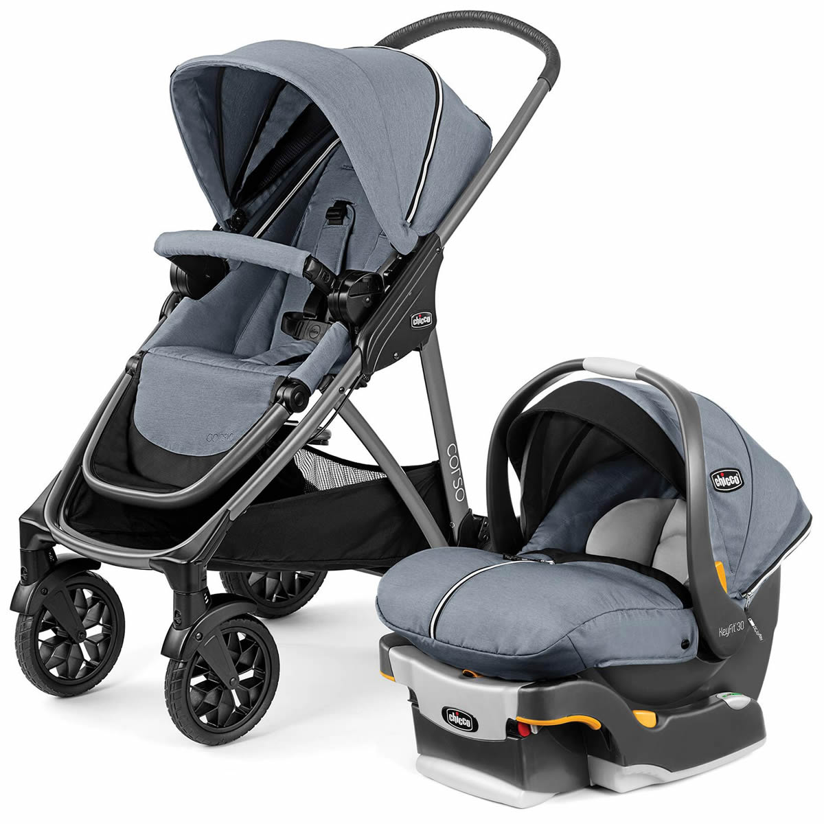 Chicco Corso Modular Travel System with KeyFit 30 Zip Infant Car Seat - Silverspring