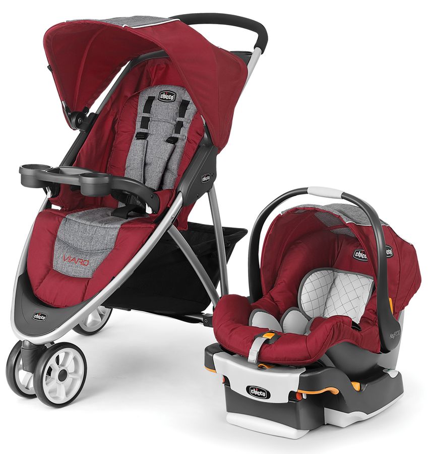 Chicco OPEN BOX Viaro Travel System - Cranberry