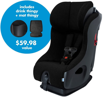 Clek Fllo Convertible Car Seat + Drink & Mat Thingy Bundle - Carbon (Jersey Knit)