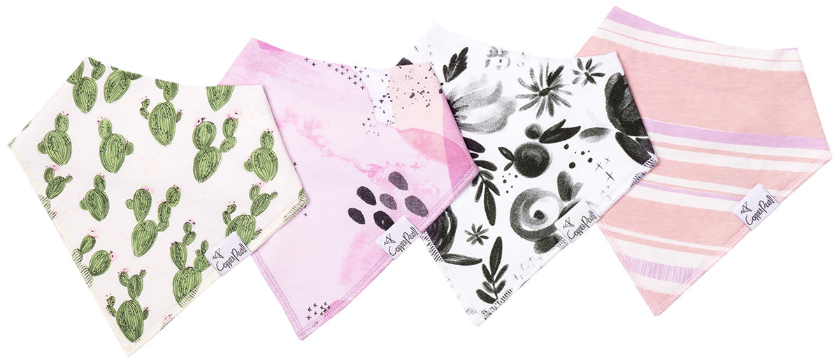 Copper Pearl Baby Bandana Bibs, 4 Pack - Sage