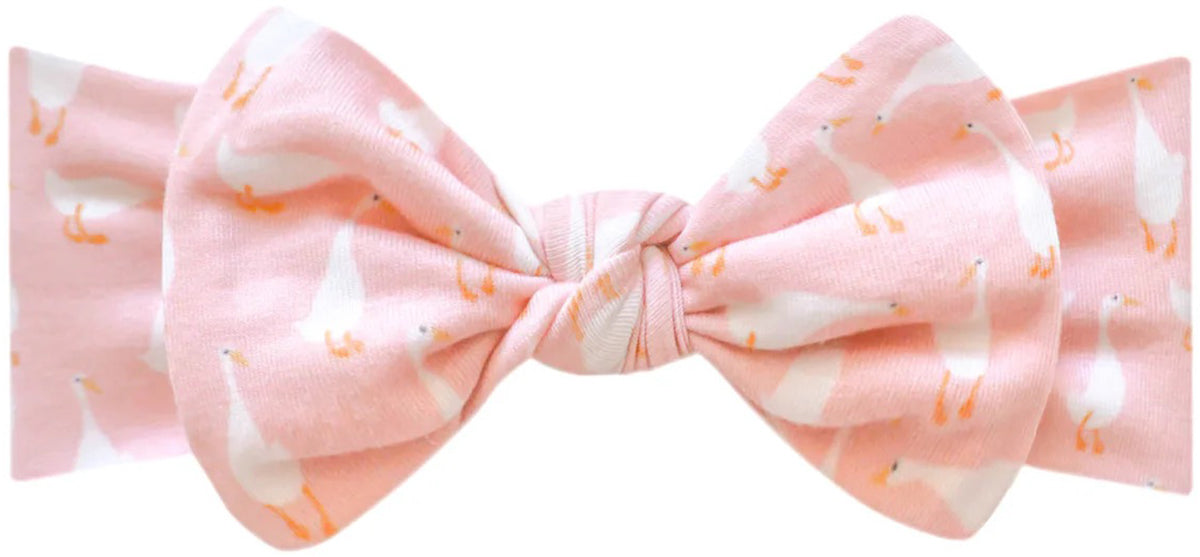 Copper Pearl Knit Headband Bow - Goosie