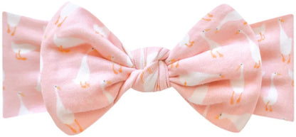 Copper Pearl Knit Headband Bow - Goosie