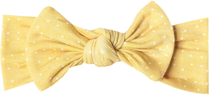 Copper Pearl Knit Headband Bow - Marigold