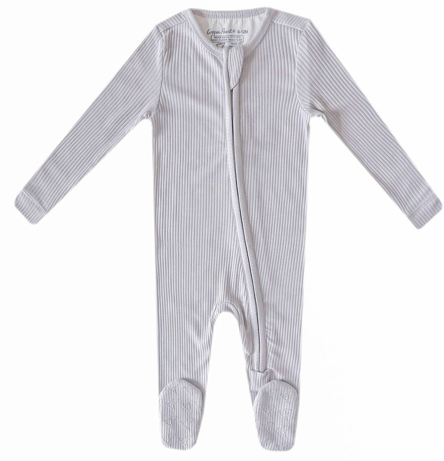 Copper Pearl Zip-up Footie, Ash (3-6M)