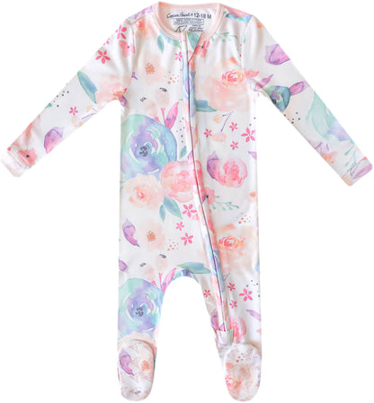 Copper Pearl Zip-up Footie - Bloom (6-12M)