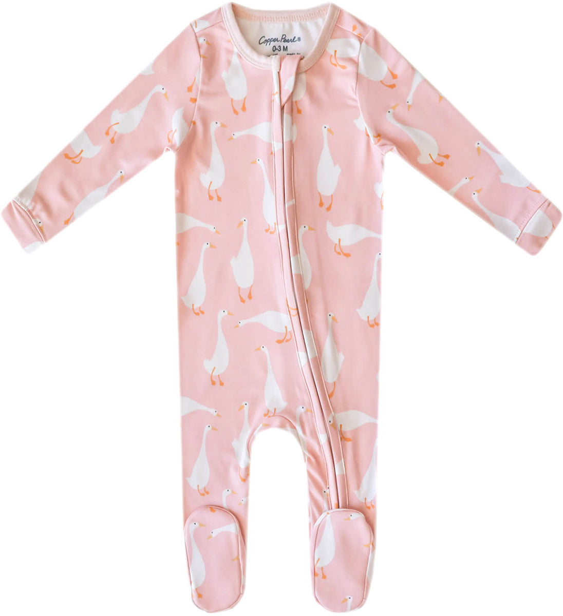 Copper Pearl Zip-up Footie - Goosie (3-6M)