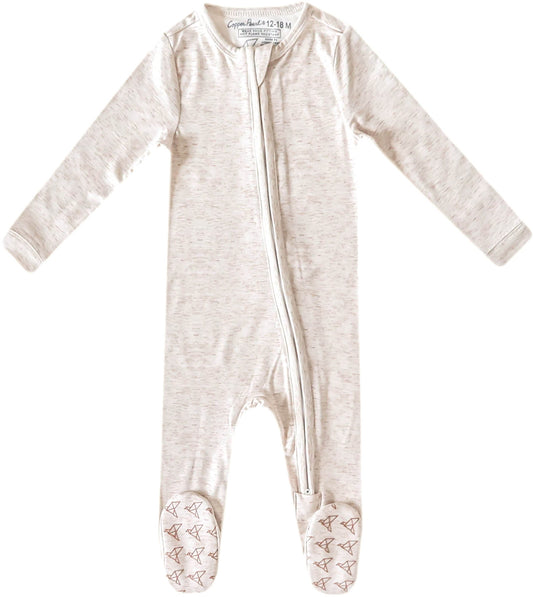 Copper Pearl Zip-up Footie - Oat (0-3M)