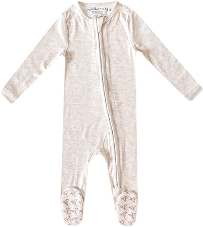 Copper Pearl Zip-up Footie - Oat (12-18M)