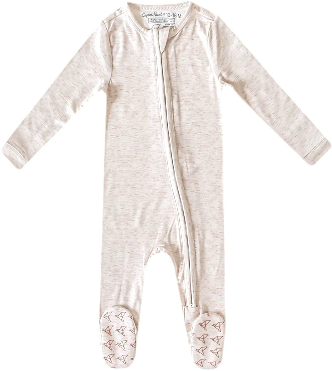 Copper Pearl Zip-up Footie - Oat (3-6M)