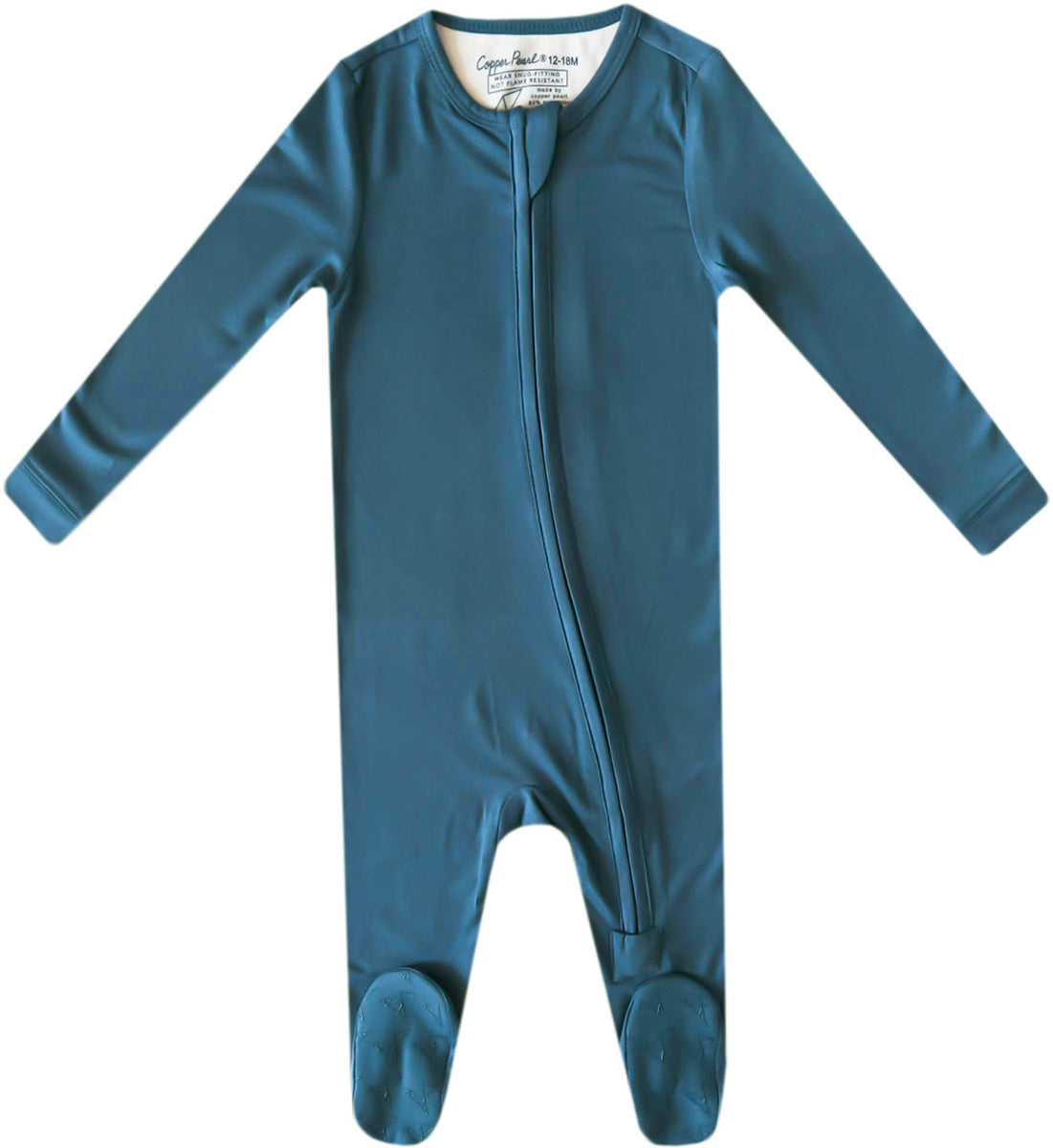 Copper Pearl Zip-up Footie - Steel (6-12M)