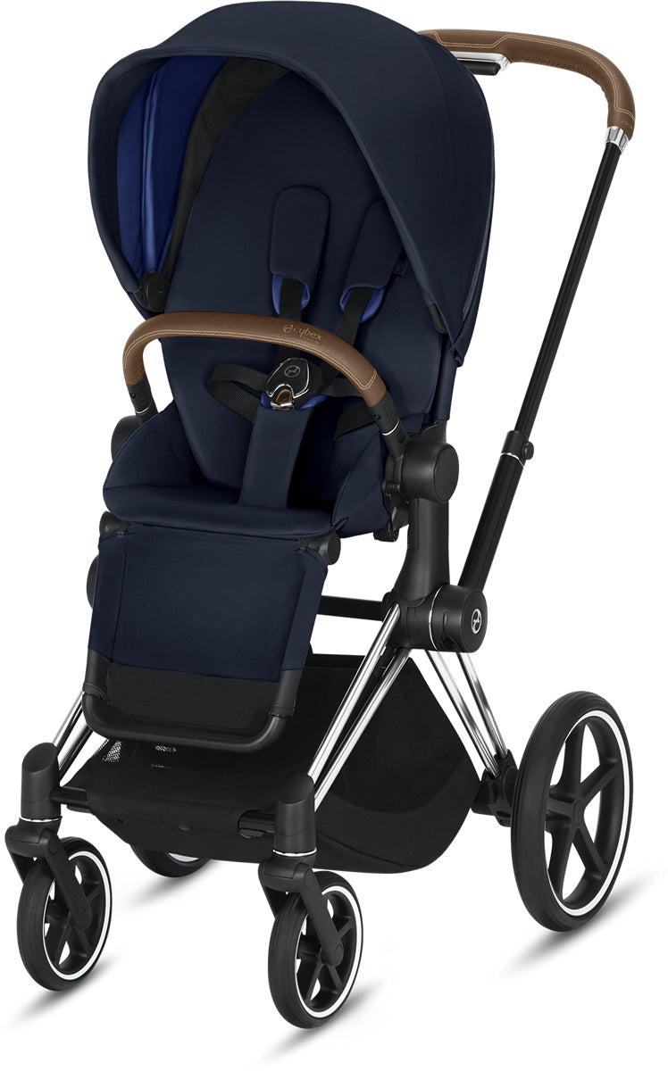 Cybex Priam 3 Complete Stroller - Chrome/Brown/Indigo Blue