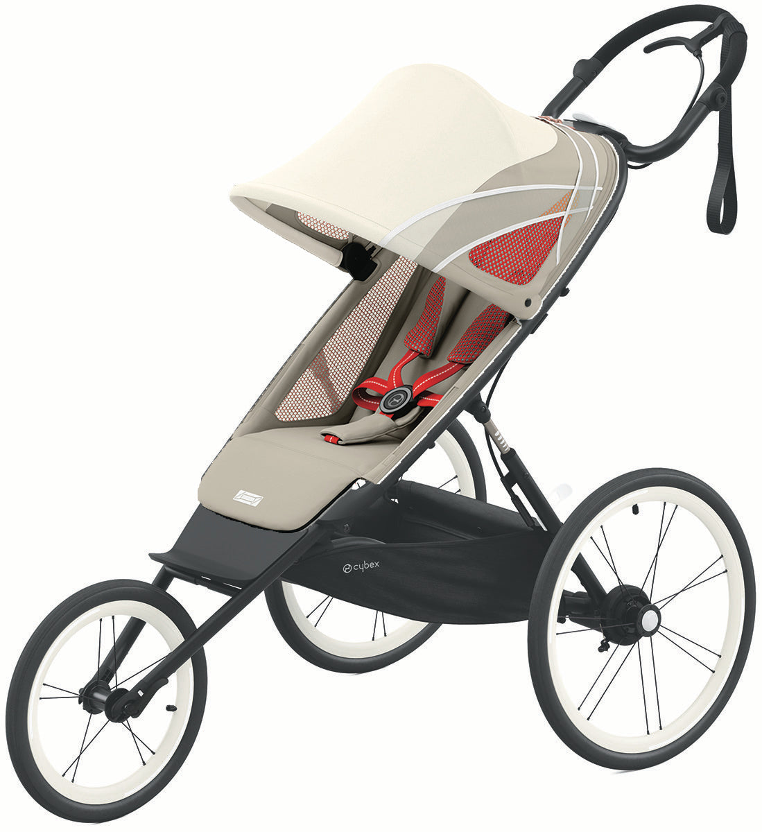 Cybex AVI Jogging Stroller Bundle - Black Frame + Bleached Sand Seat Pack