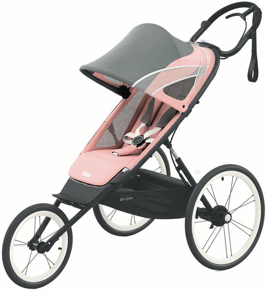 Cybex AVI Jogging Stroller Bundle - Black Frame + Silver Pink Seat Pack